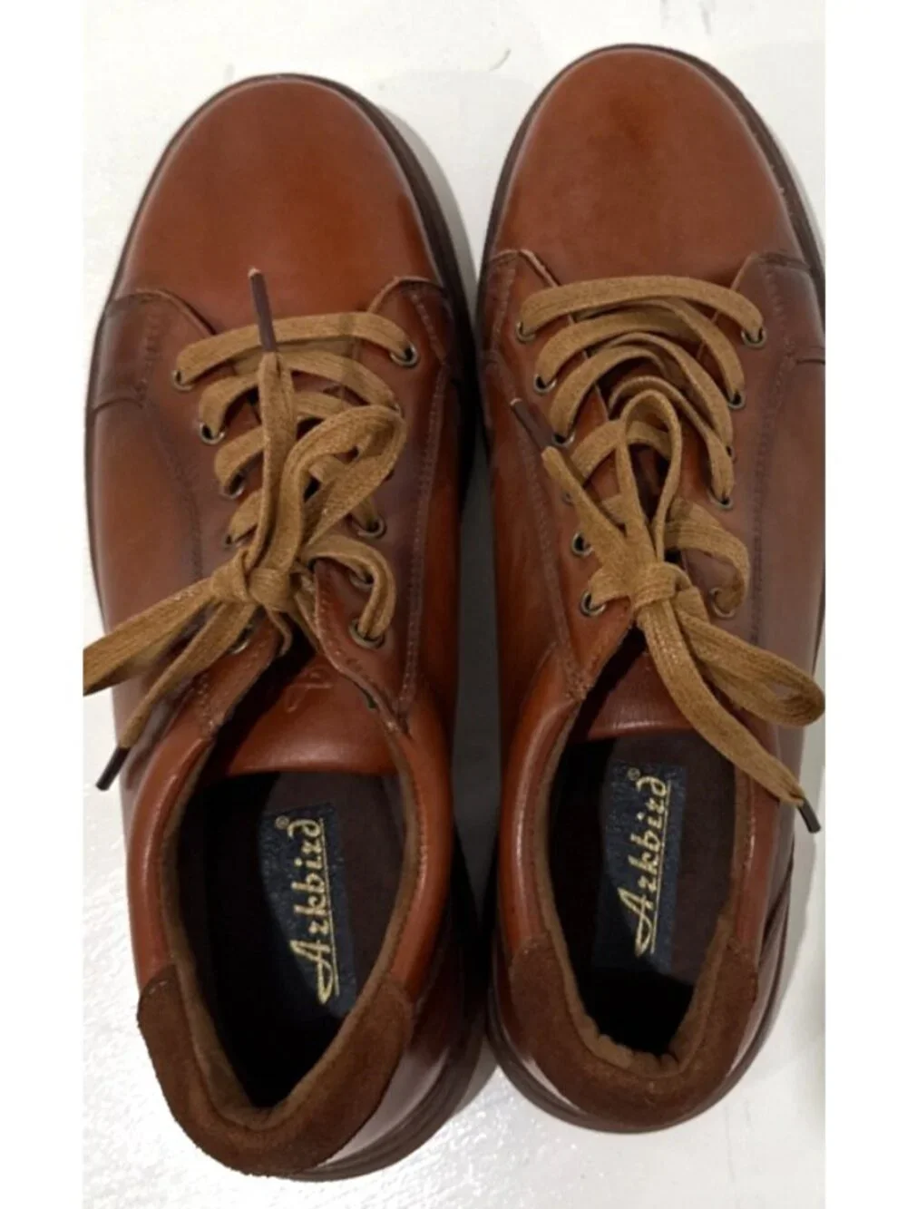 Azkbird Leather Oxford Shoes Brown Textured Detail Rubber Grip Soles Mens 9.5